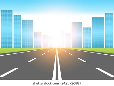 Asphalt Highway Road or Empty Road. Vector Illustration. 