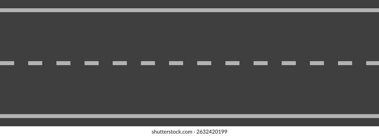 Asphalt highway textured vector background. Racing track road with marking lane. Paved road with a dividing stripes
