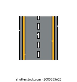 Asphalt с farbige Linie Symbol. Straßenbau. Piktogramm für Webseiten, mobile App, Promo. UI UX GUI Design Element. Bearbeitbarer Strich.