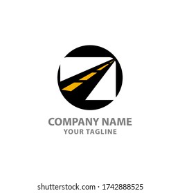 Asphalt logo vector,Paving logo design template. Construction vector icon idea with highway in negative space. Transportation and traffic theme.