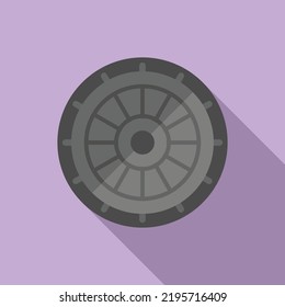 Asphalt manhole icon flat vector. City road. Pit circle