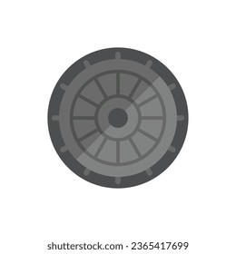 Asphalt manhole icon flat vector. City road. Pit circle isolated