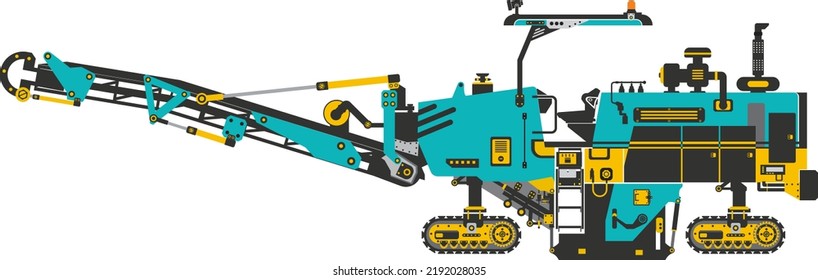 Asphalt Milling Machine or Cold Planners Machine vector