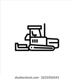 Asphalt paver outline icon. construction vehicle black line illustration.