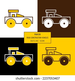 Asphalt paver outline icon in four color options