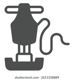 Asphalt paver solid icon, making road concept. Vector graphics.  Electric manual hydraulic paver, construction sign on white background, glyph style icon for mobile or web design