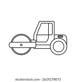 Paaver asfalto. Imagens vetoriais de equipamentos de construção. Desenhos de contorno linear de veículos industriais pesados e equipamentos especiais. Equipamento para manutenção de edifícios e estruturas.