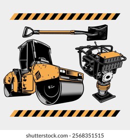 Asphalt paving machine equipment vector