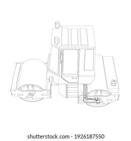 Esquema de la máquina de pavimentación de asfalto. Vista isométrica. Ilustración del vector