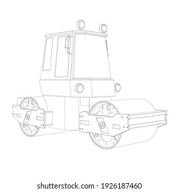Asphalt paving machine outline. Side view. Vector illustration