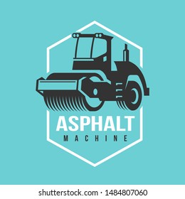 Asphalt Paving Roller Machine Vector Logo