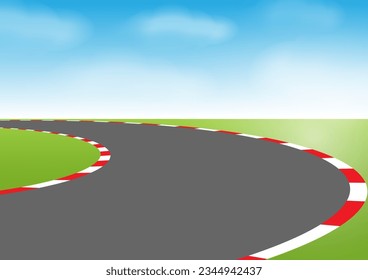 Asphalt Racing Track. Go-kart track. Race track road. Vector Illustration.