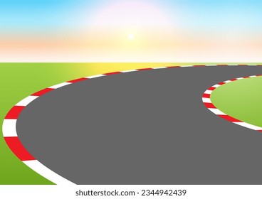 Asphalt Racing Track. Go-kart track. Race track road. Vector Illustration.