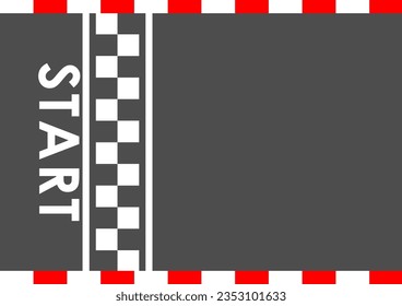 Asphalt racing track. Racing track with Start or Finish line. Go-kart track. Race track road. Vector Illustration.	