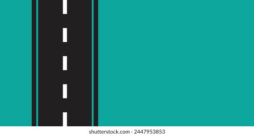 Asphalt road background of black tarmac surface, Simple vector street. Asphalt road with yellow line of traffic lane, highway or roadway with negative space.