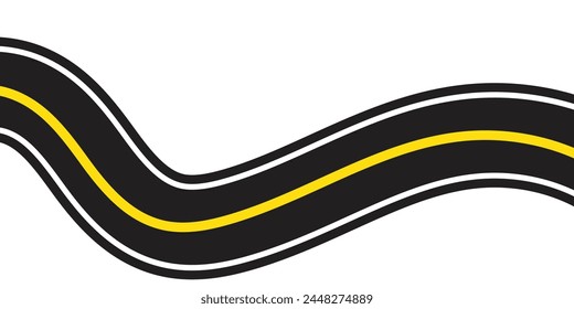 Asphalt road background of black tarmac surface, Simple vector street. Asphalt road with yellow line of traffic lane, highway or roadway with negative space.