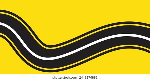 Asphalt road background of black tarmac surface, Simple vector street. Asphalt road with yellow line of traffic lane, highway or roadway with negative space.