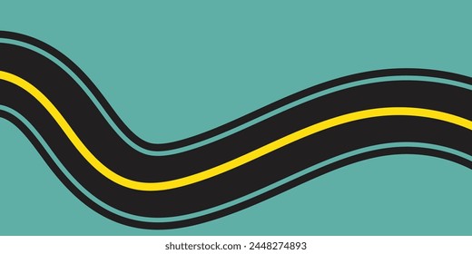 Asphalt road background of black tarmac surface, Simple vector street. Asphalt road with yellow line of traffic lane, highway or roadway with negative space.