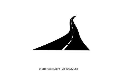 asphalt road, black isolated silhouette