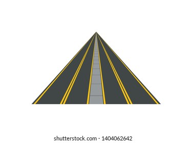 asphalt road with concrete separator in perspective view