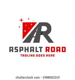 asphalt road construction logo design with letters AR