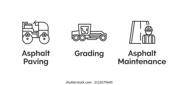 Asphalt road construction outline icon. Offering Road Civil Works Service