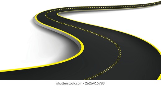 estrada asfaltada, estrada curva, ilustrações vetoriais. eps 10
