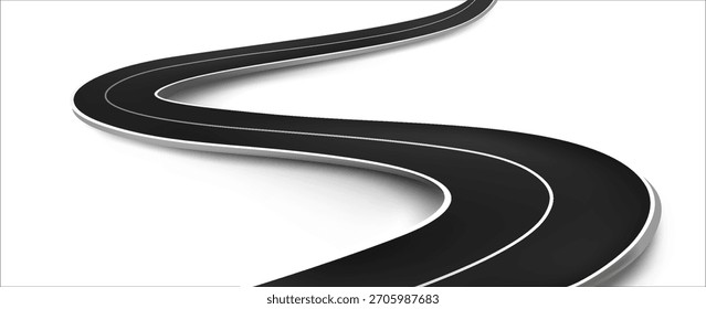 Carretera de asfalto, carretera curva, Ilustraciones vectoriales. EPS 10