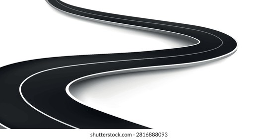 asphalt road, curve highway, vector illustration