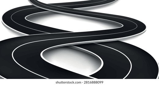 asphalt road, curve highway, vector illustration