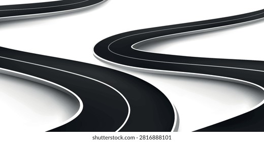 asphalt road, curve highway, vector illustration