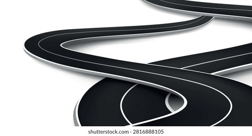 asphalt road, curve highway, vector illustration