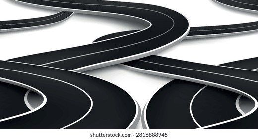 asphalt road, curve highway, vector illustration