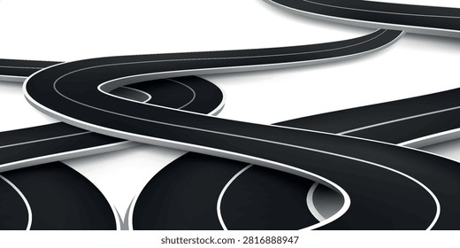 asphalt road, curve highway, vector illustration