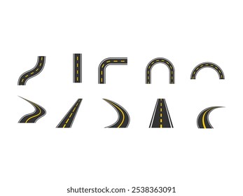 Asphalt Road Illustration Element Set 