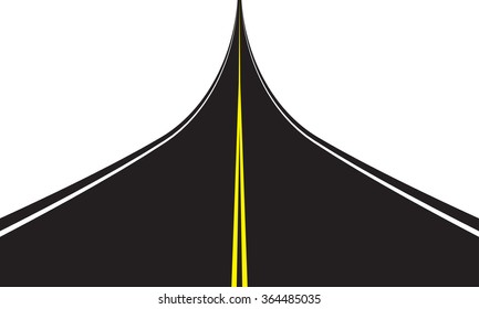 Asphalt road isolated on white background. Vector illustration of road.