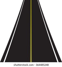 Asphalt road isolated on white background. Vector illustration of road.