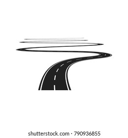 Asphalt Road isolated on white Vector illustration