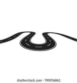 Asphalt Road isolated on white Vector illustration