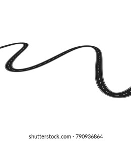 Asphalt Road isolated on white Vector illustration