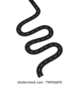 Asphalt Road isolated on white Vector illustration