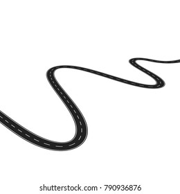 Asphalt Road isolated on white Vector illustration
