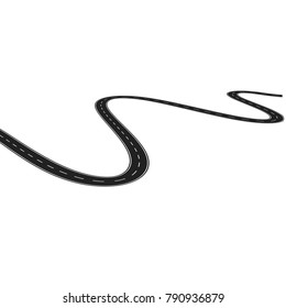 Asphalt Road isolated on white Vector illustration