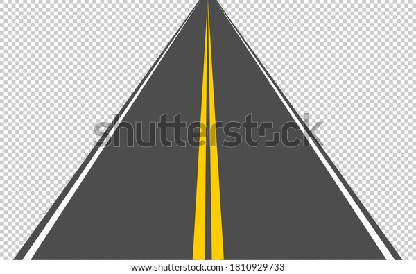 An asphalt road leading\
into the distance with a dividing strip on a transparent\
background. EPS 10