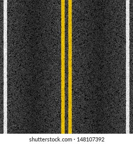 Asphalt road with marking lines. Vector.