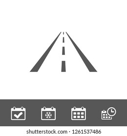 Asphalt Road With Markings Leading Into The Distance On A White Background Vector Icon