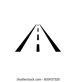 Asphalt Road With Markings Leading Into The Distance On A White Background Vector Icon