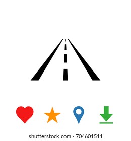 Asphalt road with markings leading into the distance on a white background vector icon