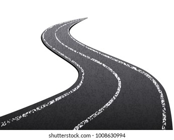 Asphalt road on a white background.