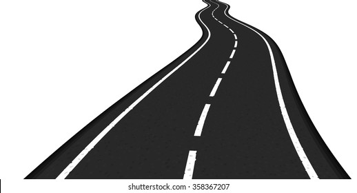 Asphalt road on white background, vector eps10 illustration